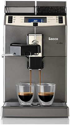 Saeco Lirika One Touch Cappuccino вид спереди с двумя чашками
